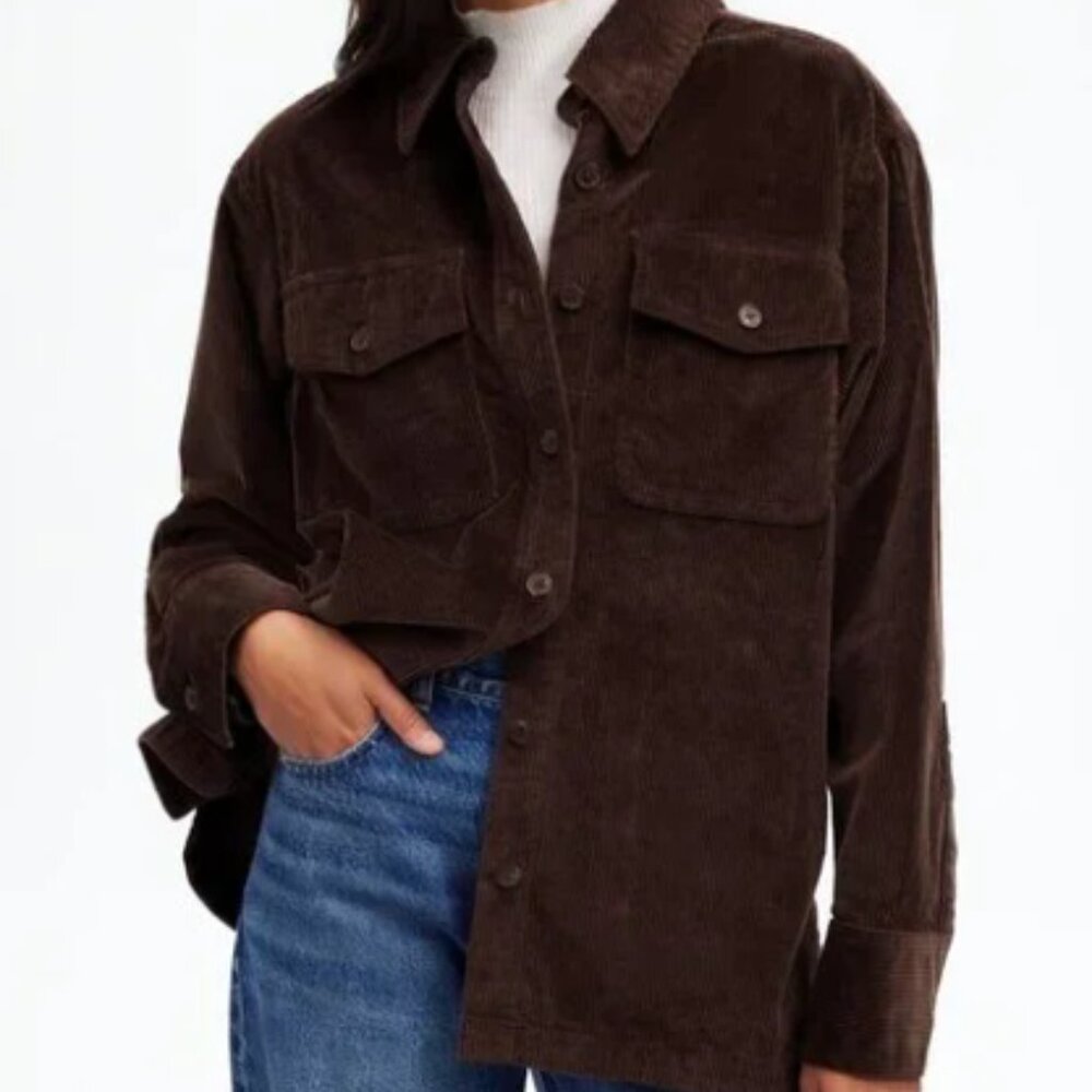 Madewell Corduroy Relaxed Shirt-Jacket in Dark Carob Size XS NWT